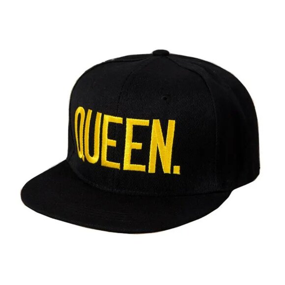 Queen. Snapback Hat Classic Flat Brim Baseball Cap Black, Yellow Letters, King - Picture 5 of 5